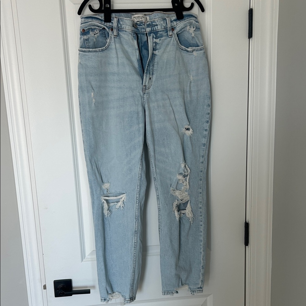 Abercrombie & Fitch Light Blue Distressed Boyfriend Jeans